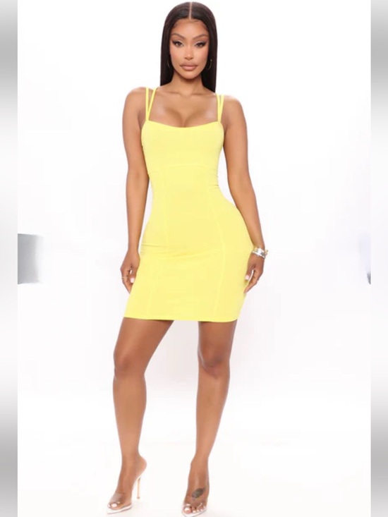 Fashion Nova Dresses & Skirts - Fashion Nova Yellow Double-Strap Bodycon Mini Dress